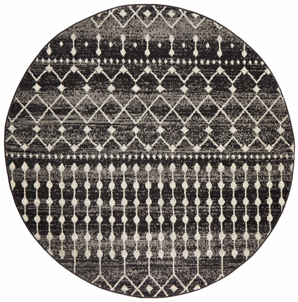 Evoke 260 Hamptons Style Indoor Rug Black Round - Image 4