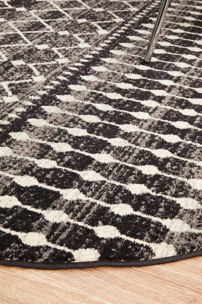 Evoke 260 Hamptons Style Indoor Rug Black Round - Image 5