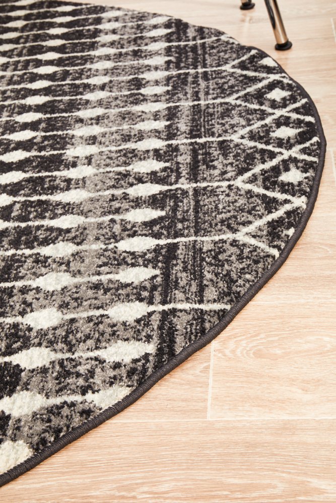 Evoke 260 Hamptons Style Indoor Rug Black Round - Image 6