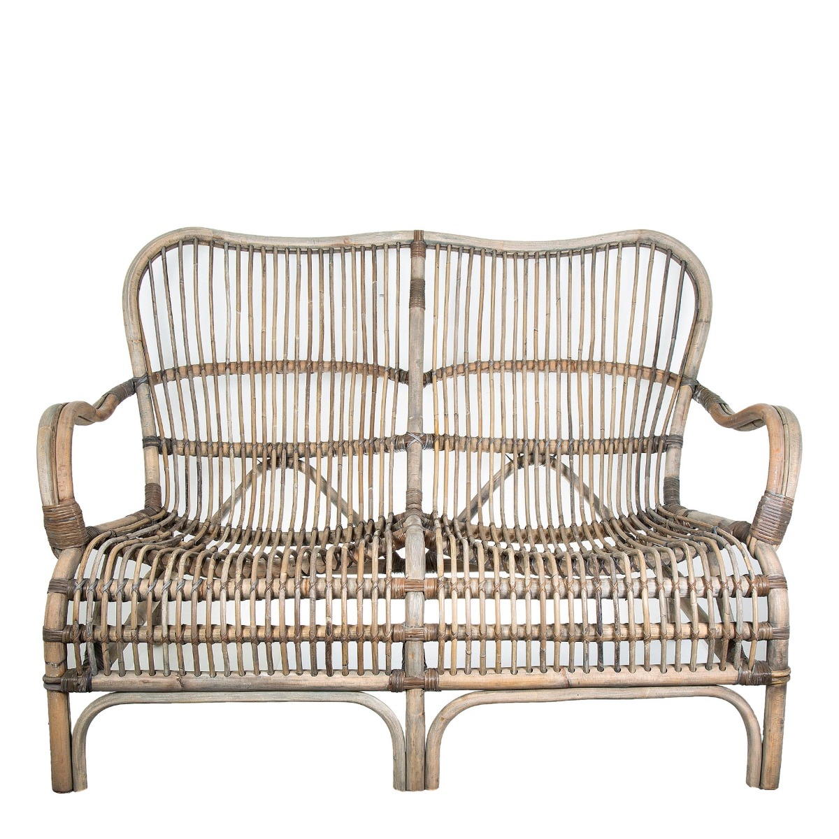 Seville Rattan Two Seater Kubu Grey -Outdoor Undercover Natural, W 110cm D 67cm H 86cm (RRP $639) - Image 2