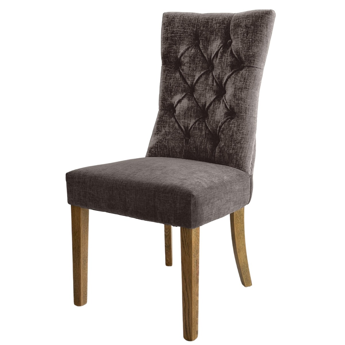 Diana Buttoned Hamptons Dining Chair Linen Blend Silver, W 52cm D 51cm H 110cm (RRP $499) - Image 2