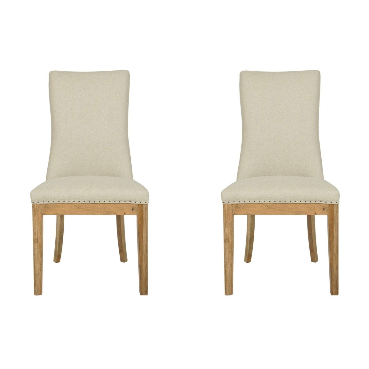 Oakwood Hamptons Linen Dining Chair Natural W/ Studs, W 52cm D 64cm H 101cm (RRP $499) - Image 4
