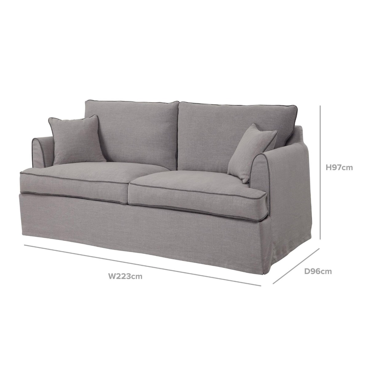 Slip Cover Only - Byron Hamptons 3 Seat Sofa Pebble Grey, W 223cm D 96cm H 97cm (RRP $999) - Image 7