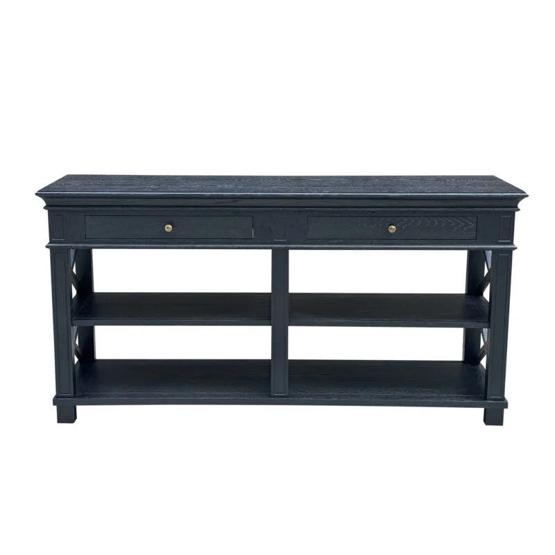 "Northampton" Hamptons Style Timber Hall Console Table Black, 160cmW x 40cmD x 80cm (RRP $1999) - Image 2