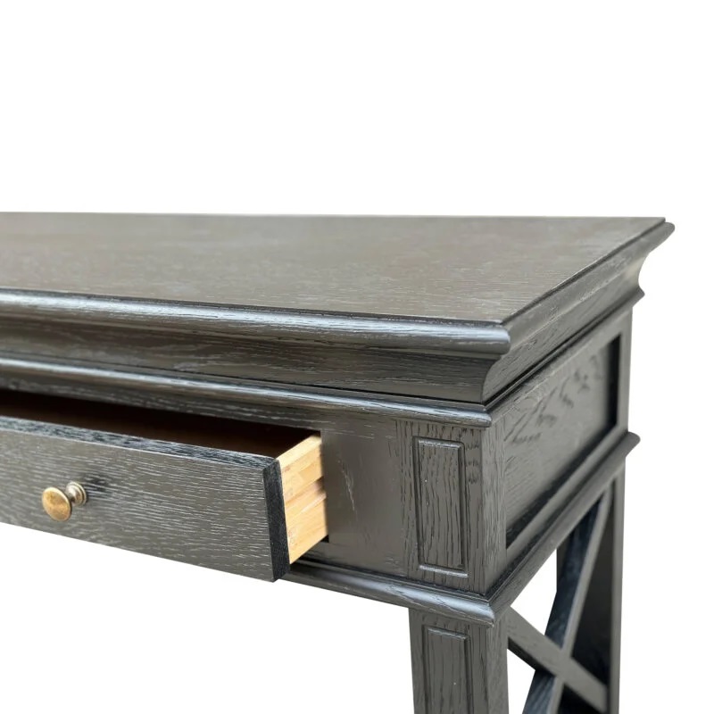 "Northampton" Hamptons Style Timber Hall Console Table Black, 95cmW x 30cmD x 80cmH (RRP $1499) - Image 2