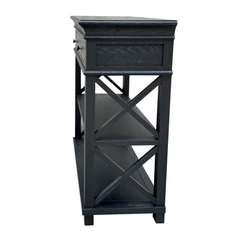 "Northampton" Hamptons Style Timber Hall Console Table Black, 95cmW x 30cmD x 80cmH (RRP $1499) - Image 4