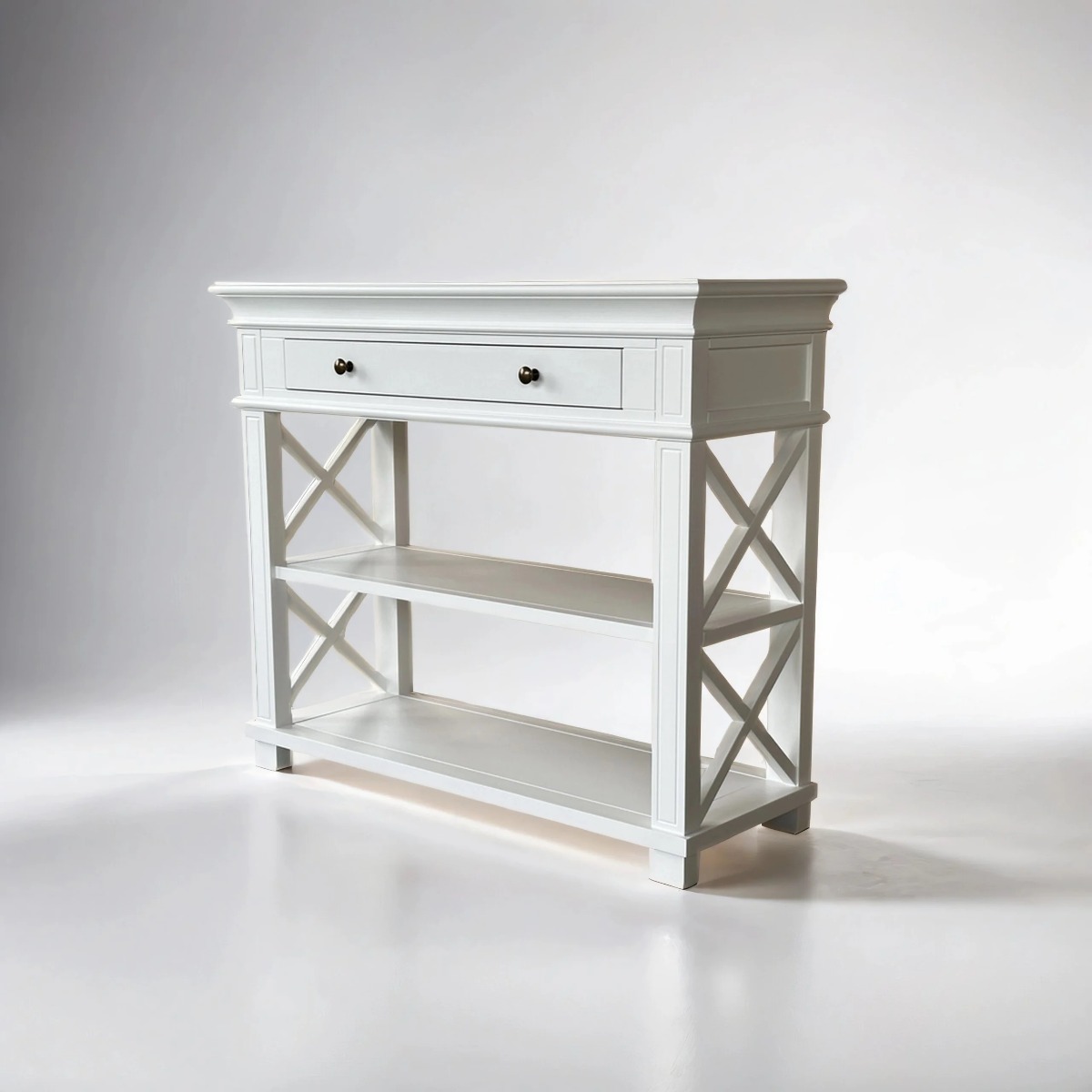 "Northampton" Hamptons Style Timber Hall Console Table, White 95cmW x 30cmD x 80cmH (RRP $1499) - Image 5
