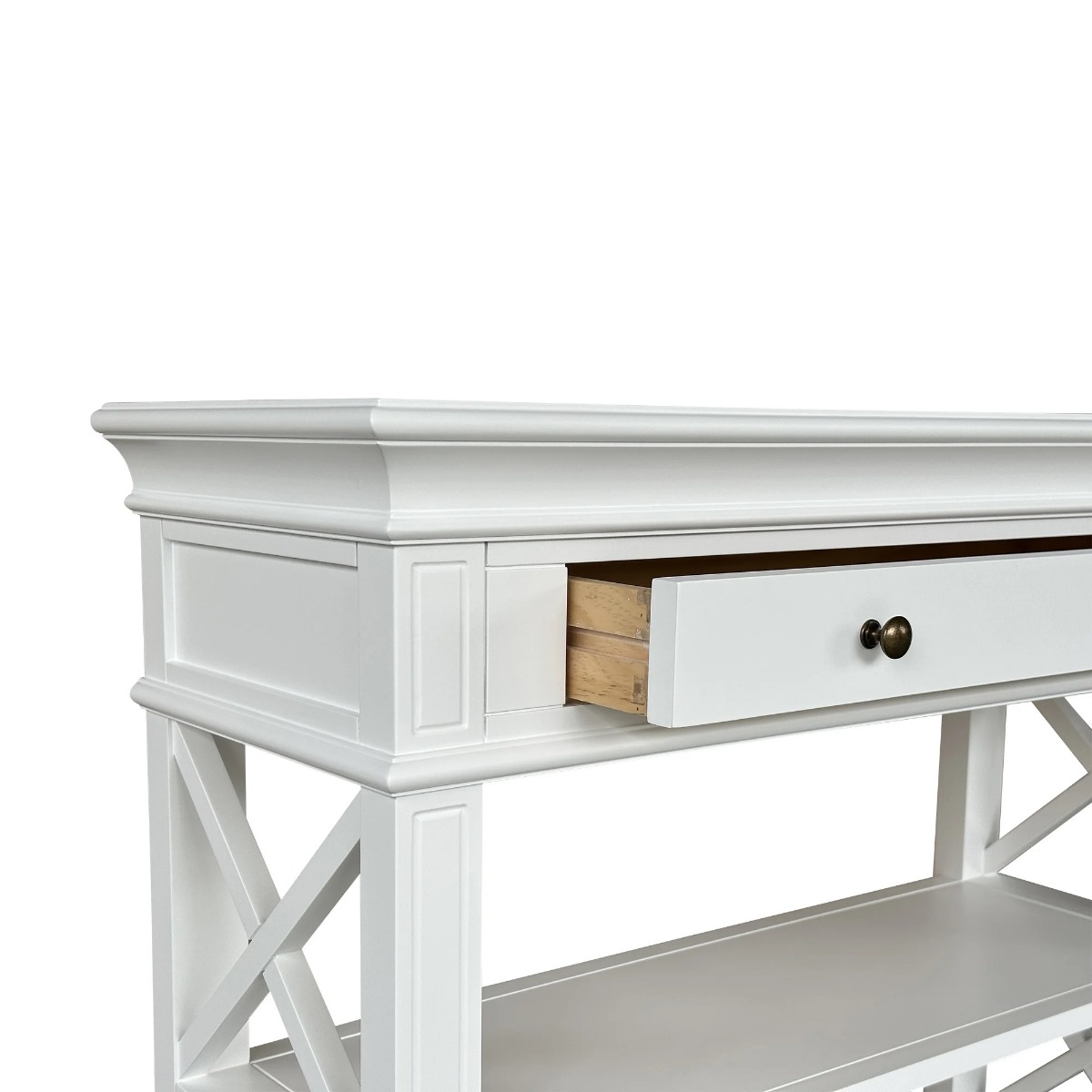 "Northampton" Hamptons Style Timber Hall Console Table, White 95cmW x 30cmD x 80cmH (RRP $1499) - Image 3
