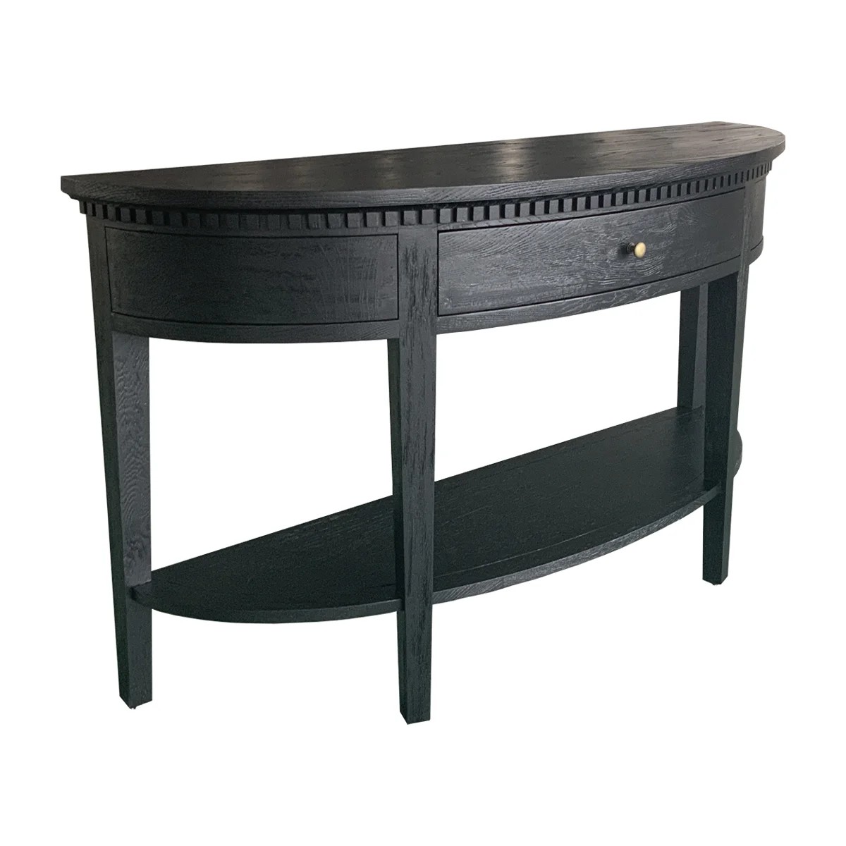 Harbord Hamptons Style Solid Timber Curved Console Hall Table Black, 140cmW x 40cmD x 80cmH (RRP $1799) - Image 2