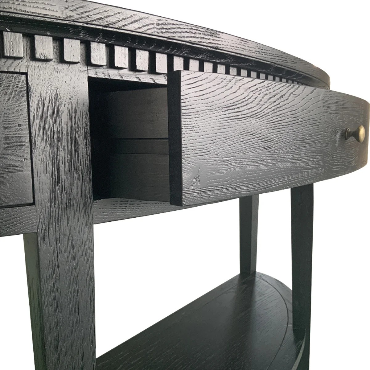Harbord Hamptons Style Solid Timber Curved Console Hall Table Black, 140cmW x 40cmD x 80cmH (RRP $1799) - Image 3