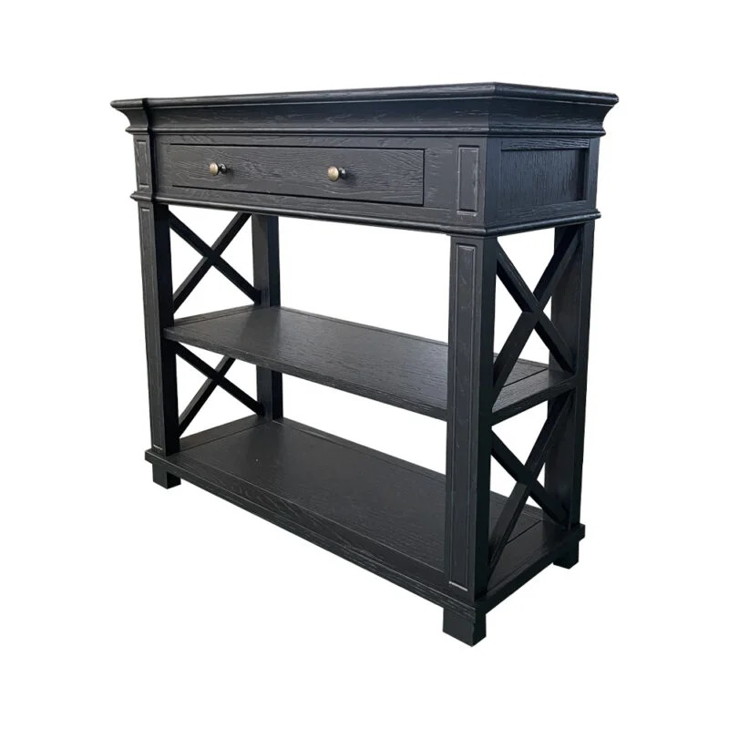 "Northampton" Hamptons Style Timber Hall Console Table Black, 90cmW x 30cmD x 80cmH (RRP $1399) - Image 2