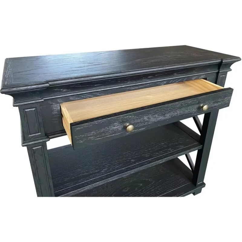 "Northampton" Hamptons Style Timber Hall Console Table Black, 90cmW x 30cmD x 80cmH (RRP $1399) - Image 3