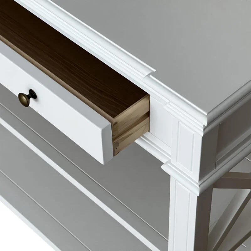 "Northampton" Hamptons Style Timber Hall Console Table White, 90cmW x 30cmD x 80cmH (RRP $1399) - Image 3