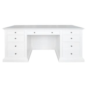 "Maine" Hamptons Style Timber Executive Desk, White, 180cmW x 74cmD x 78cmH (RRP $3999)