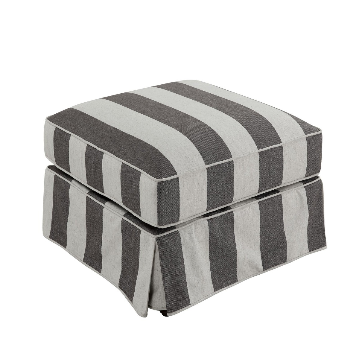 Slip Cover Only - Noosa Hamptons Ottoman Grey/Cream Stripe, W 83cm D 83cm H 45cm (RRP $299) - Image 5