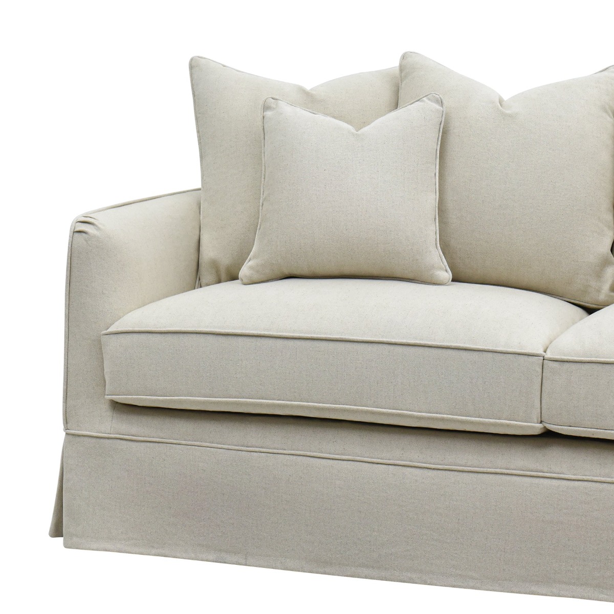 Slip Cover Only - Noosa Hamptons 2.5 Seat Sofa Beige, W 63cm D 14cm H 43cm (RRP $849) - Image 4