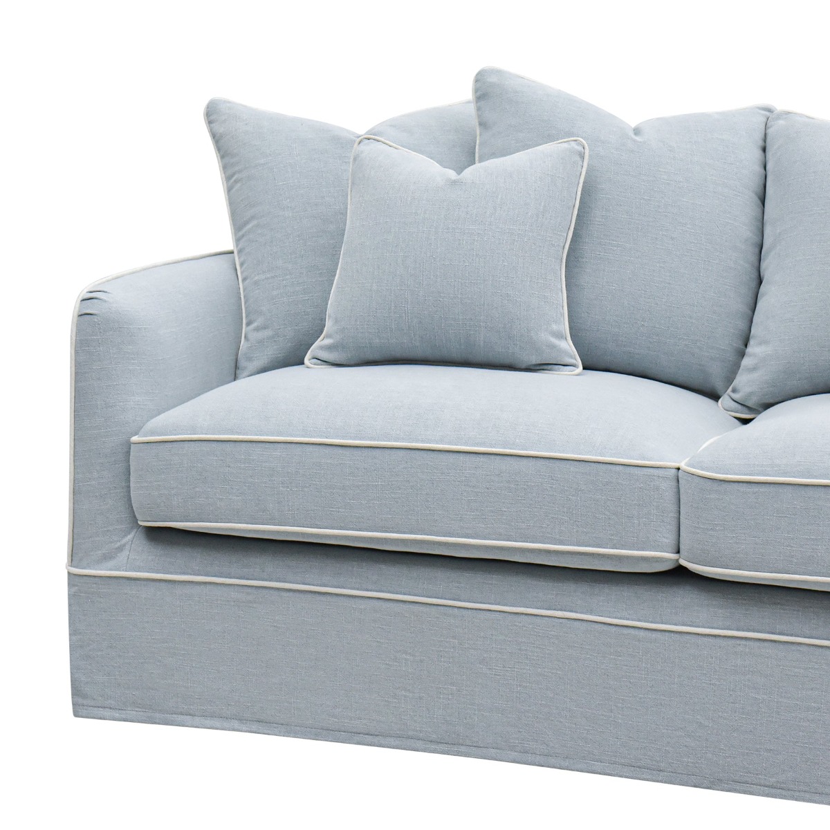 Noosa Hamptons 2.5 Seat Sofa Bed Beach with White Piping, L 190 D 91 H 80cm (RRP $3849) - Image 9