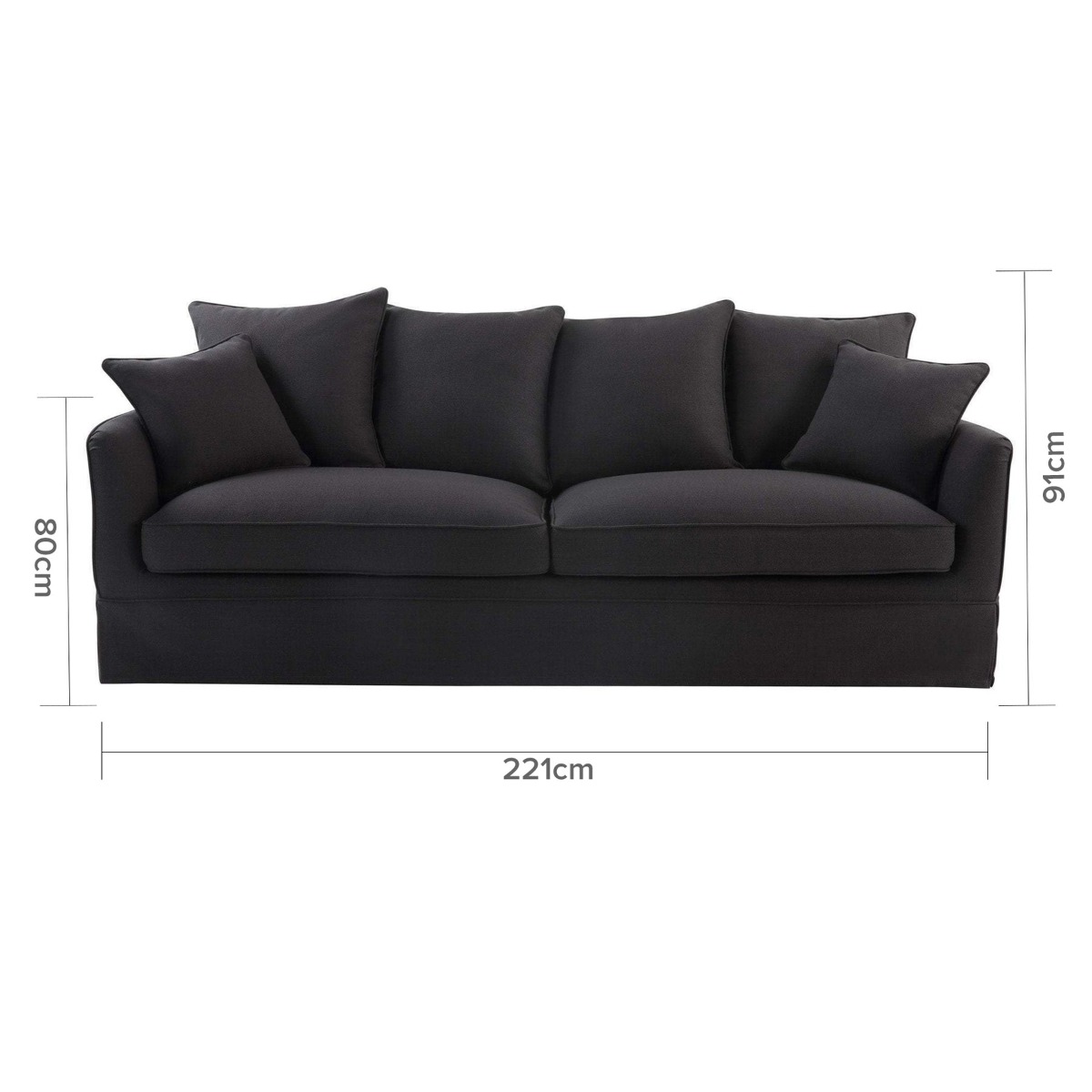 Noosa Hamptons 3 Seat Queen Sofa Bed Charcoal, W 221cm D 91cm H 80cm (RRP $4279) - Image 11