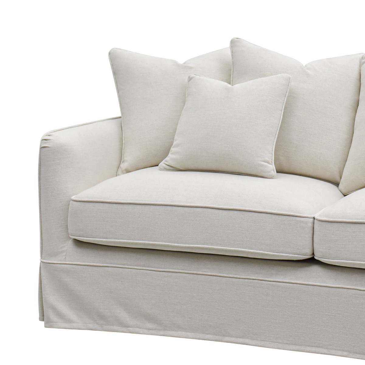 Slip Cover Only - Noosa Hamptons 2.5 Seat Sofa Ivory, W 63cm D 14cm H 43cm (RRP $849) - Image 5