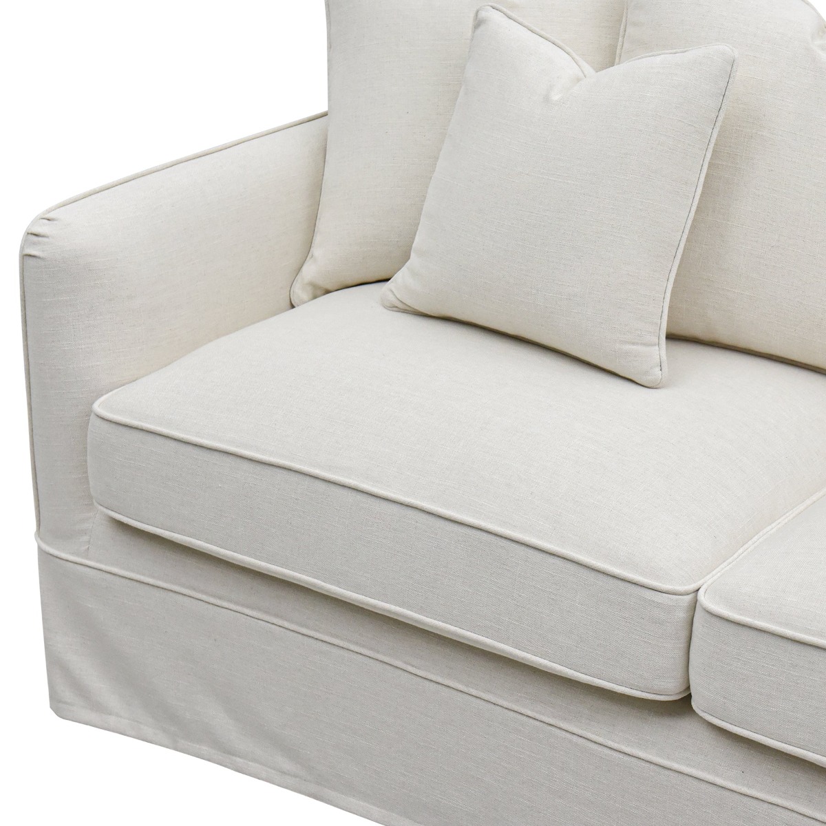 Slip Cover Only - Noosa Hamptons 2.5 Seat Sofa Ivory, W 63cm D 14cm H 43cm (RRP $849) - Image 3
