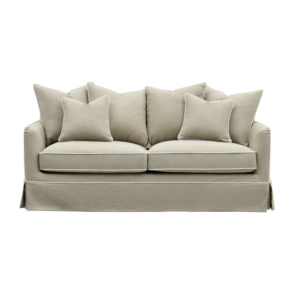 Slip Cover Only - Noosa Hamptons 2.5 Seat Sofa Natural W/White Piping, W 63cm D 14cm H 43cm (RRP $849) - Image 7