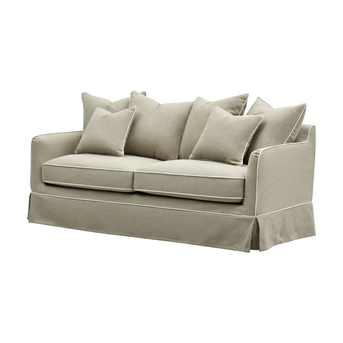 Slip Cover Only - Noosa Hamptons 2.5 Seat Sofa Natural W/White Piping, W 63cm D 14cm H 43cm (RRP $849) - Image 8