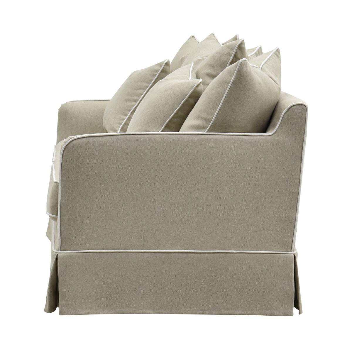 Slip Cover Only - Noosa Hamptons 2.5 Seat Sofa Natural W/White Piping, W 63cm D 14cm H 43cm (RRP $849) - Image 6
