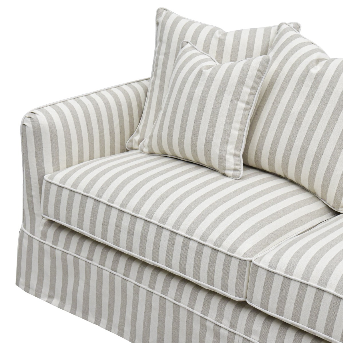 Slip Cover Only - Noosa Hamptons 2.5 Seat Sofa Natural Stripe, W 63cm D 14cm H 43cm (RRP $849) - Image 4
