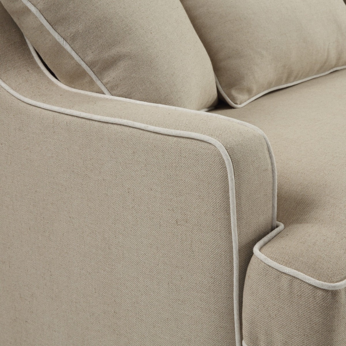 Bondi Hamptons 3 Seat Sofa Natural/White Piping, W 215cm D 95cm H 94cm (RRP $2499) - Image 7