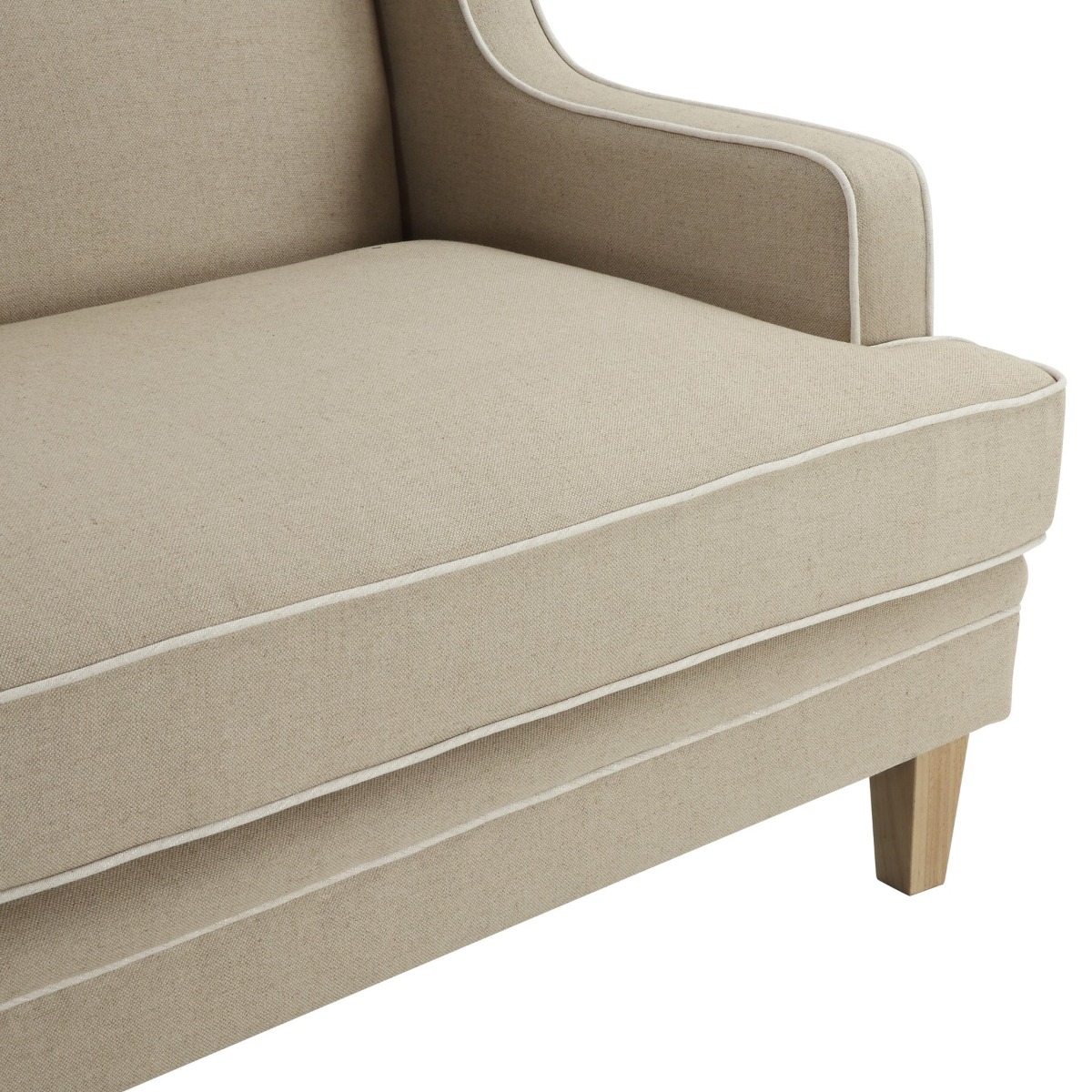 Bondi Hamptons 3 Seat Sofa Natural/White Piping, W 215cm D 95cm H 94cm (RRP $2499) - Image 4