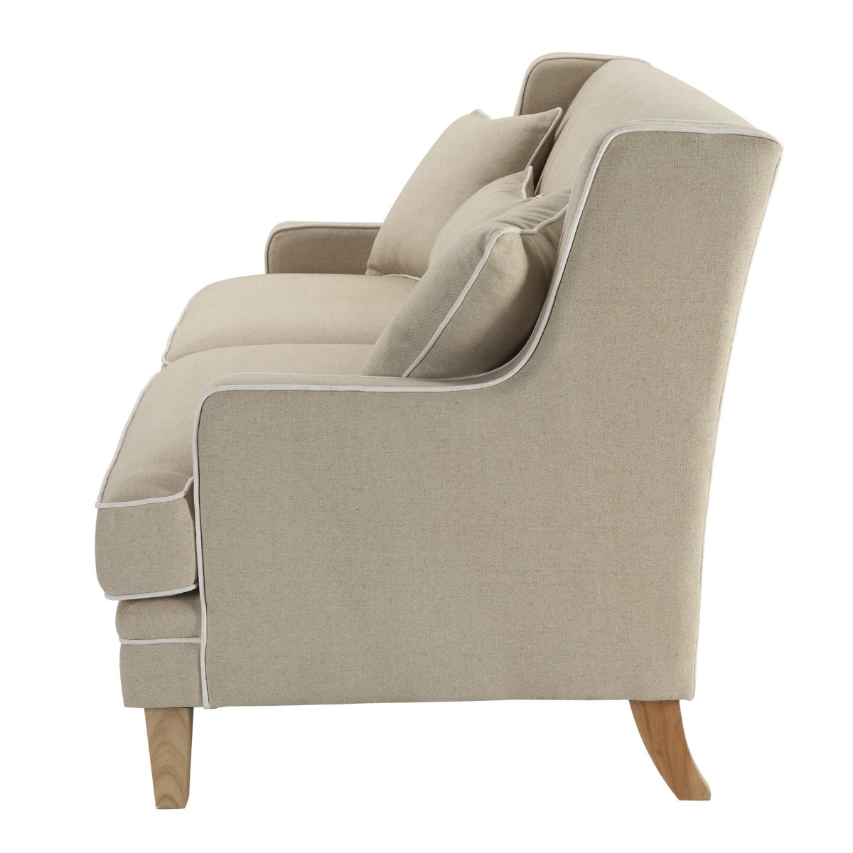 Bondi Hamptons 3 Seat Sofa Natural/White Piping, W 215cm D 95cm H 94cm (RRP $2499) - Image 8