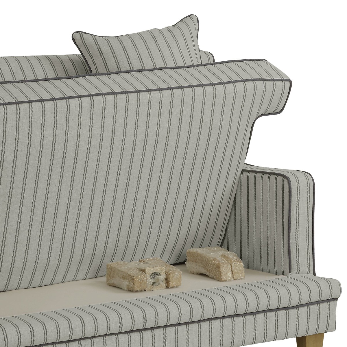 Bondi Hamptons 3 Seat Sofa Blue/White Pin Stripe, W 215cm D 95cm H 94cm (RRP $2499) - Image 3
