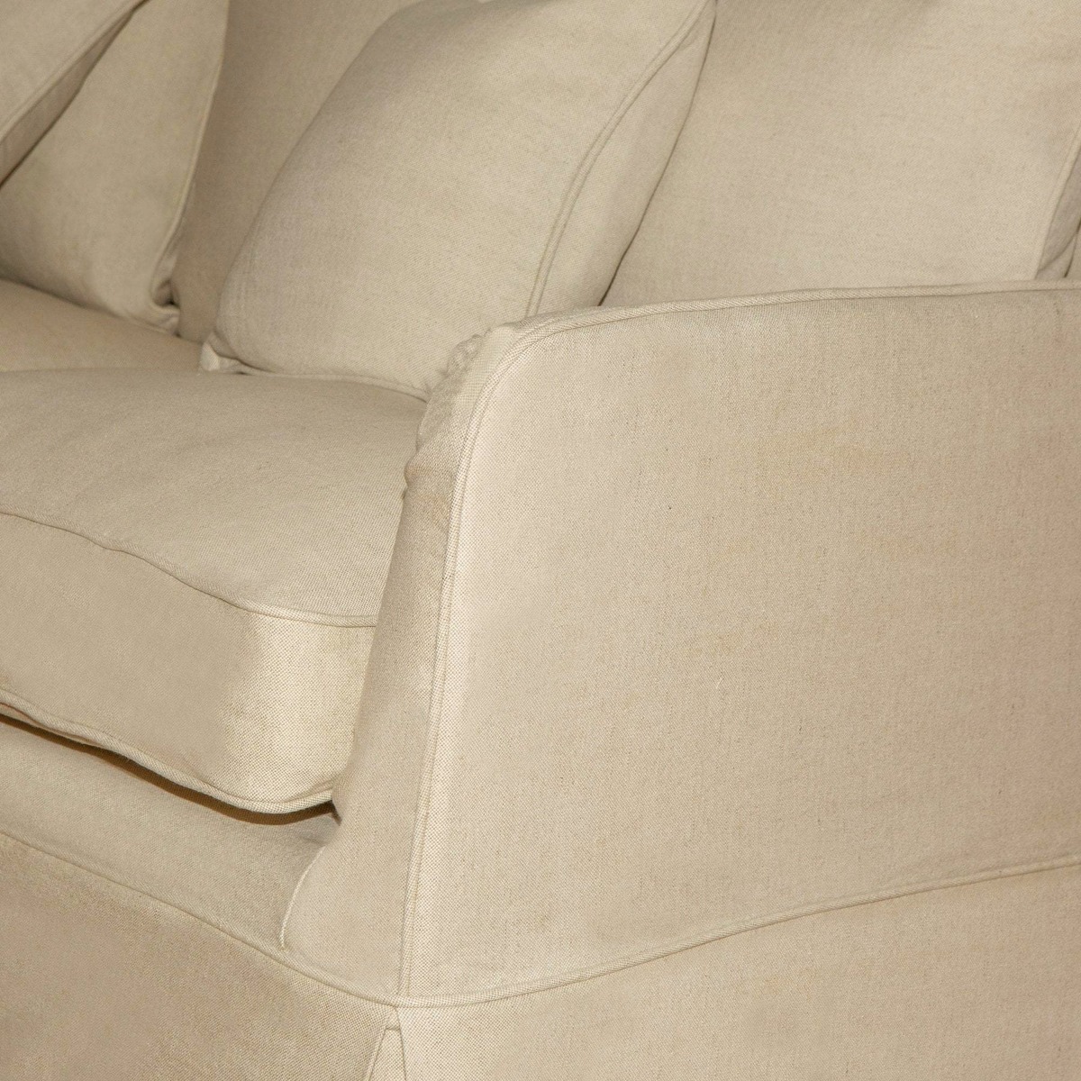 Noosa Hamptons 3 Seat Sofa Beige Linen Blend, W 221cm D 91cm H 80cm (RRP $3299) - Image 7