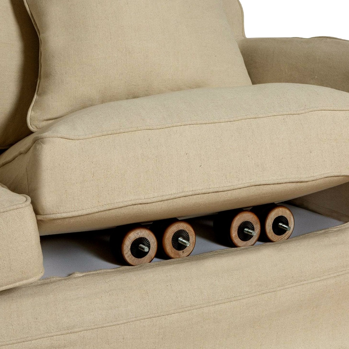 Noosa Hamptons 3 Seat Sofa Beige Linen Blend, W 221cm D 91cm H 80cm (RRP $3299) - Image 3