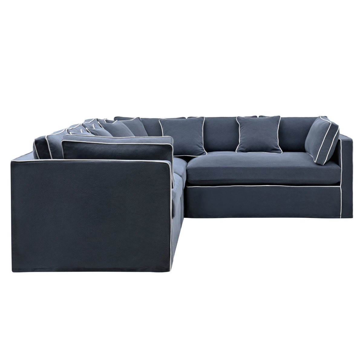 Marbella Modular Sofa Navy W/White Piping Left, W 300 D 250 H 85cm (RRP $6149) - Image 8