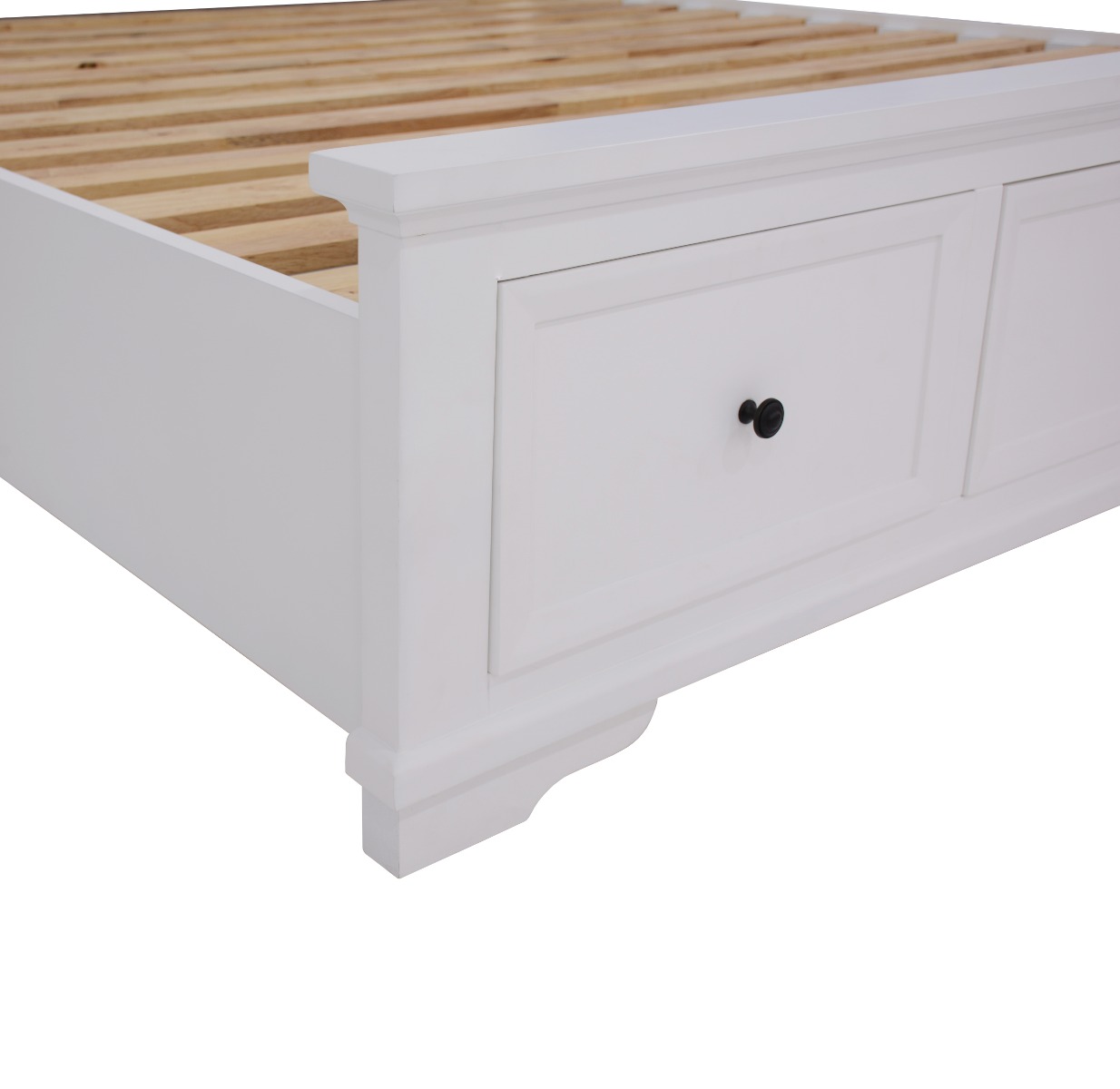 "Emily" Hamptons Style Solid Timber King Bed Frame in White, 215cmL x 197cmD x 120cmH - Image 3