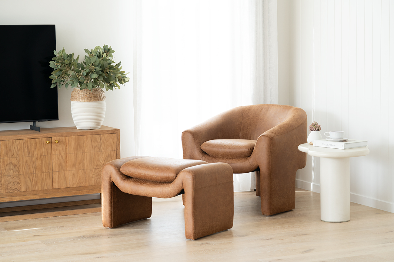 Freja Armchair Cognac Leather, W 78cm x D 79.5cm x H 72cm - Image 6