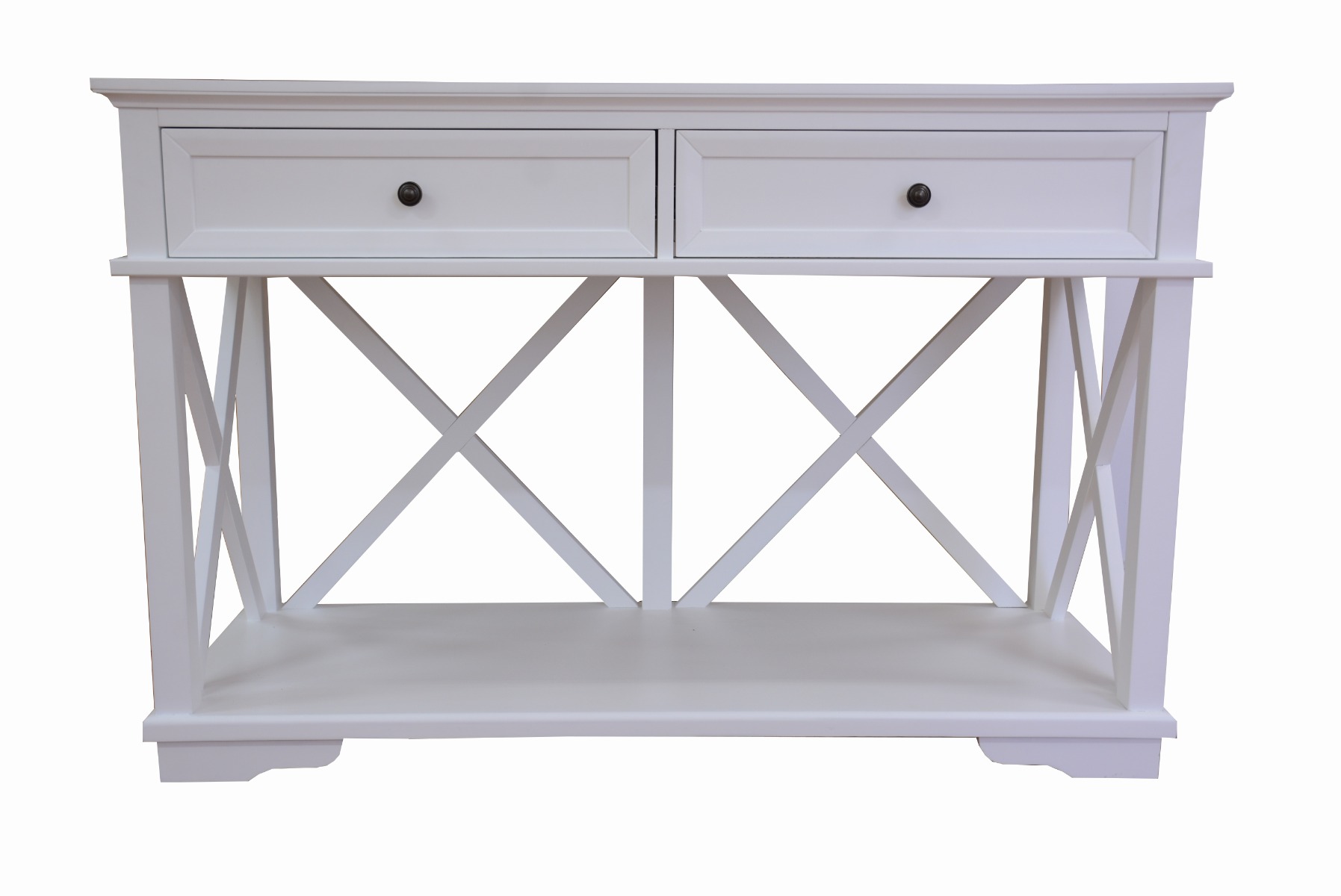 "Emily" Hamptons Style Timber Console Table 2 Drawer White, 130cmL x 50cmD x 85cmH - Image 4