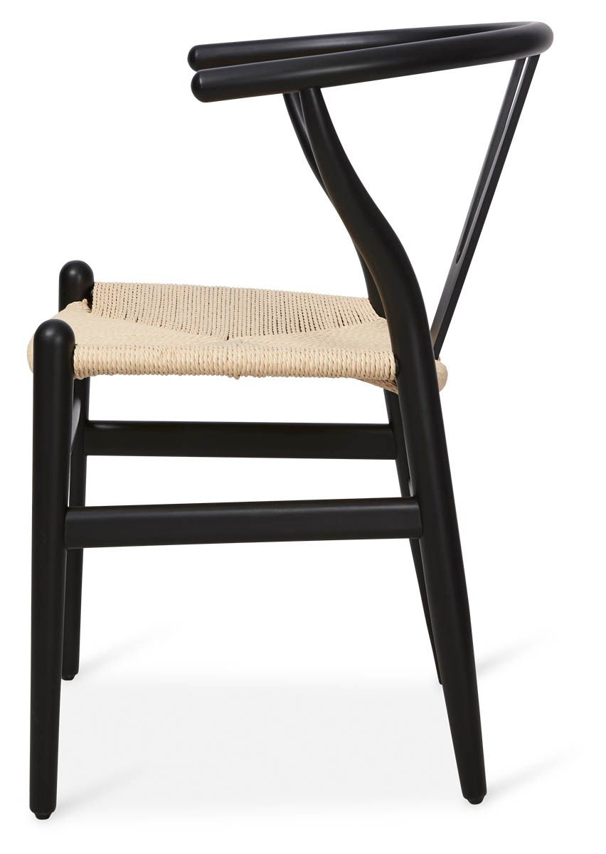 "Wishbone" Hamptons Style Beechwood Chair in Black with Natural Rope (RRP $449) - Image 4
