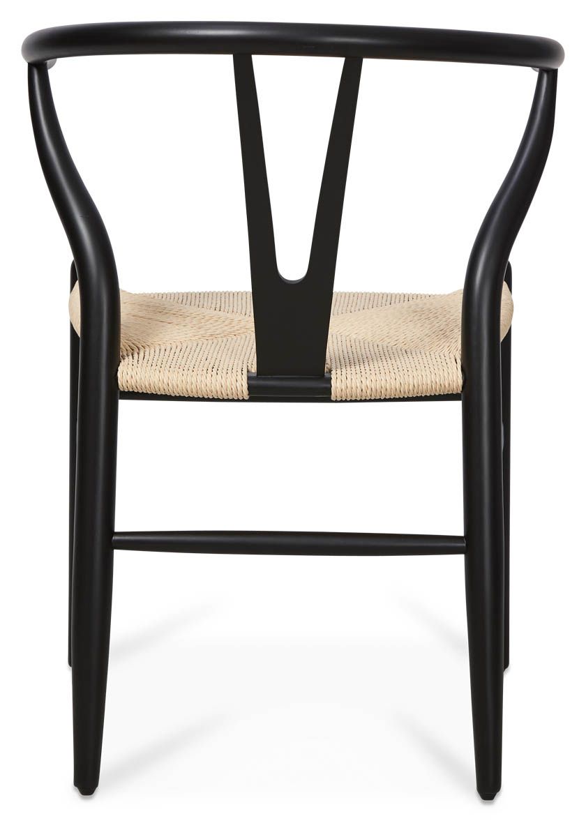 "Wishbone" Hamptons Style Beechwood Chair in Black with Natural Rope (RRP $449) - Image 3