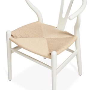 "Wishbone" Hamptons Style Chair in White with Natural Rope ($449)