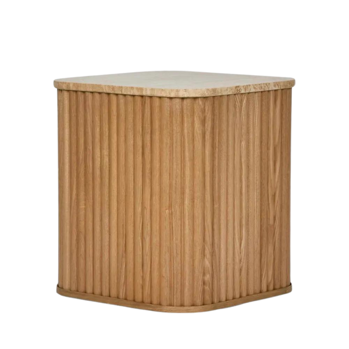 Travertine Oak Side Table Natural, W 45cm x D 45cm x H 50cm (RRP $595) - Image 4