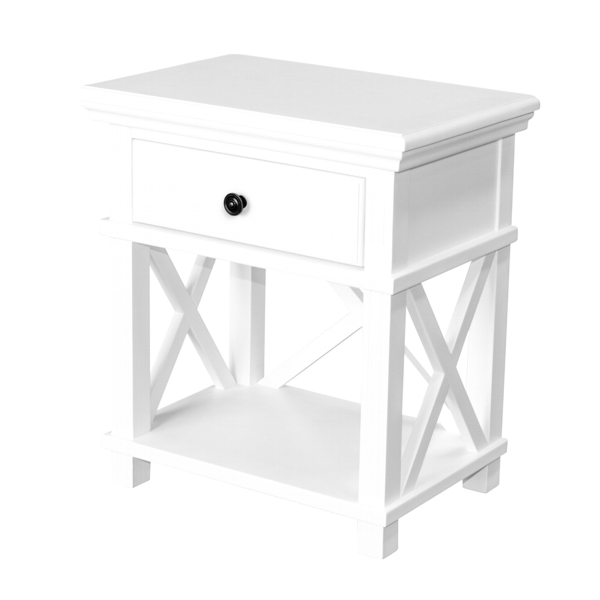 "Emily" Hamptons Style Timber 1 Drawer Bedside Table White, 60cmL x 40cmD x 65cmH - Image 5