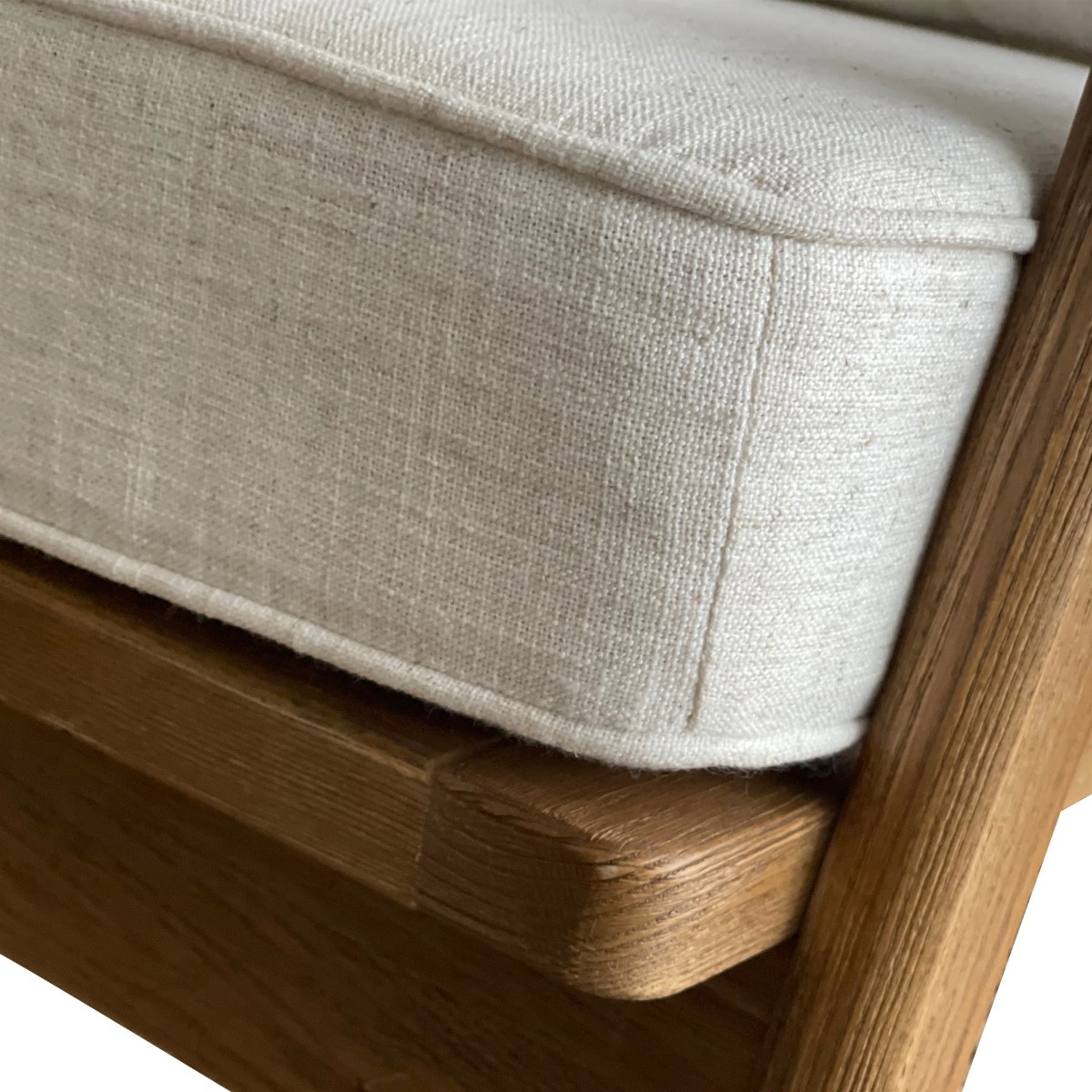 Ash Wood Timber Chair W/Natural Cushions Linen Blend Brown/White, W 69.5cm D 84.5cm H 80cm (RRP $739) - Image 7