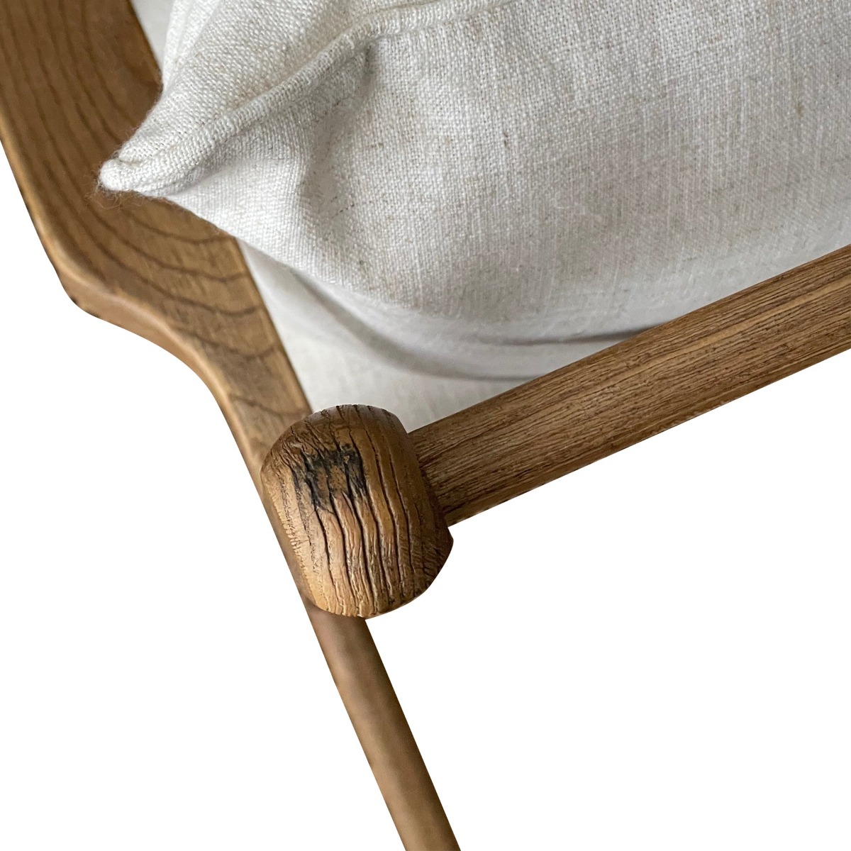 Ash Wood Timber Chair W/Natural Cushions Linen Blend Brown/White, W 69.5cm D 84.5cm H 80cm (RRP $739) - Image 9