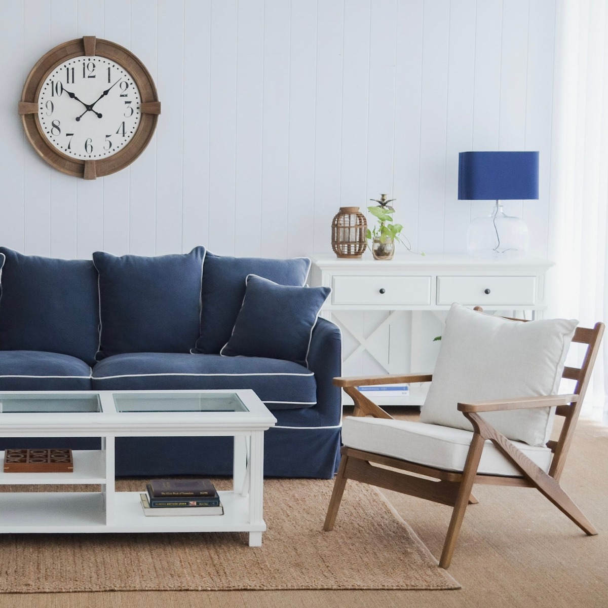 Ash Wood Timber Chair W/Natural Cushions Linen Blend Brown/White, W 69.5cm D 84.5cm H 80cm (RRP $739) - Image 2