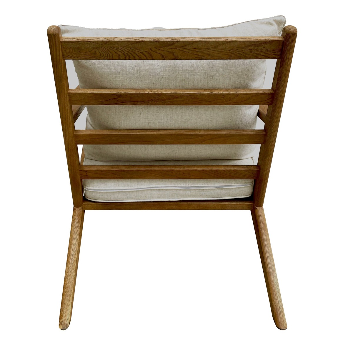 Ash Wood Timber Chair W/Natural Cushions Linen Blend Brown/White, W 69.5cm D 84.5cm H 80cm (RRP $739) - Image 4