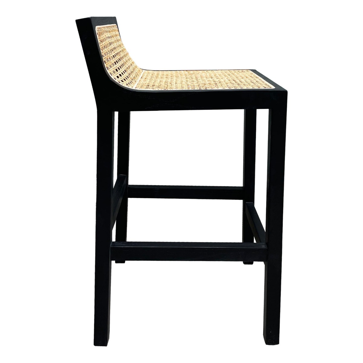 Amalfi Elm Wood and Rattan Barstool Black, W 40cm D 48.5cm H 80cm (RRP $339) - Image 3