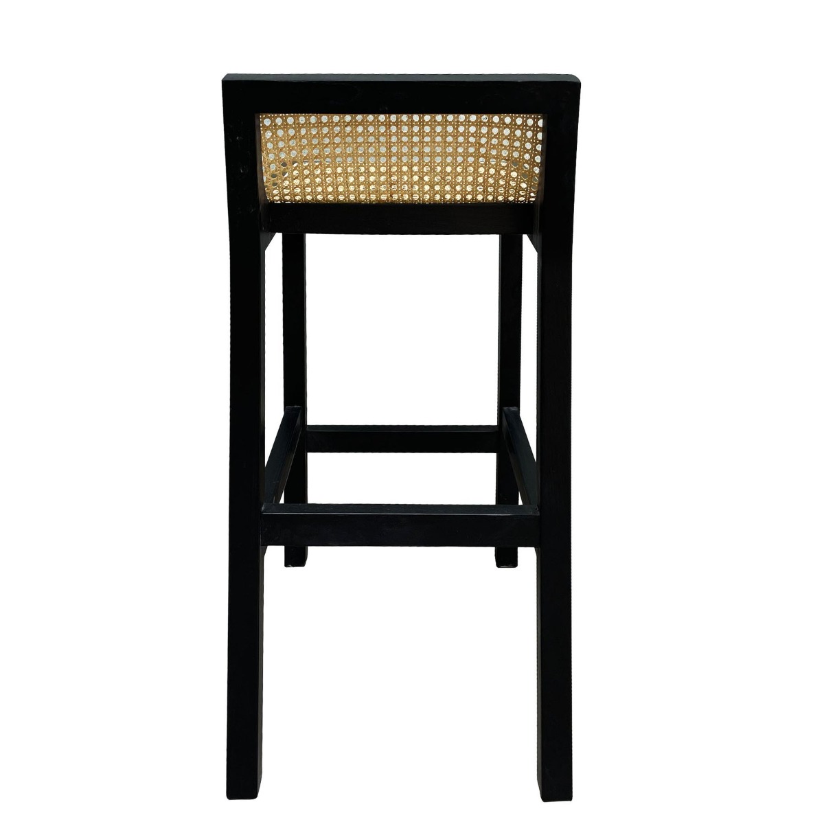 Amalfi Elm Wood and Rattan Barstool Black, W 40cm D 48.5cm H 80cm (RRP $339) - Image 4