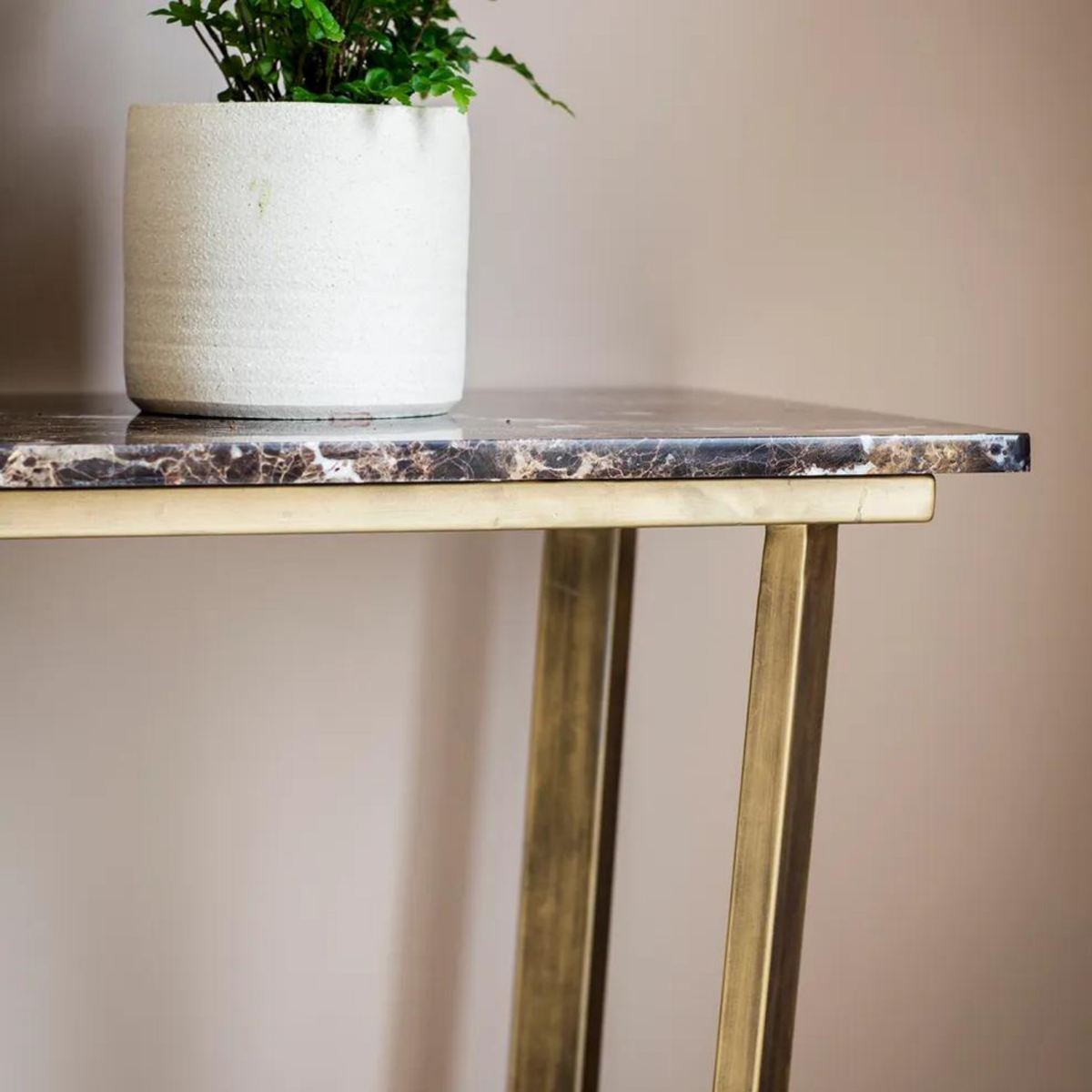 Emperor Console Table Marble Bronze, W 110cm x D 40cm x H 80cm (RRP $1799) - Image 3